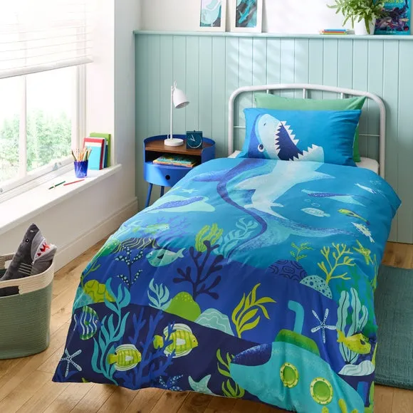 Reversible Duvet Cover Set - Blue, Polycotton image