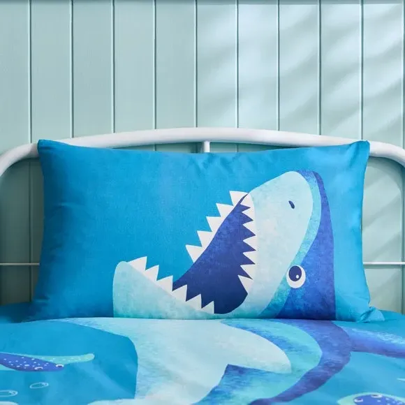 Reversible Duvet Cover Set - Blue, Polycotton