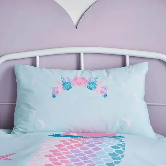 Reversible Duvet Cover Set - Blue, Polycotton