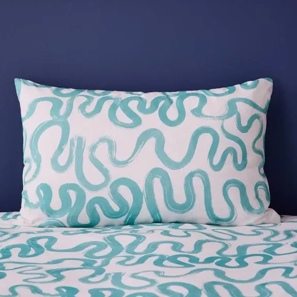 Reversible Duvet Cover Set - Blue, Polyester