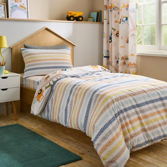 Reversible Duvet Cover Set - Cream, Polycotton