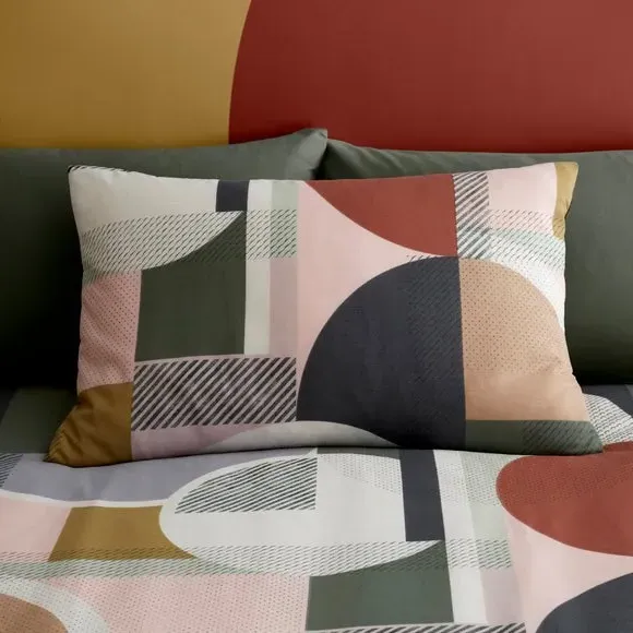 Reversible Duvet Cover Set - Green, Polycotton