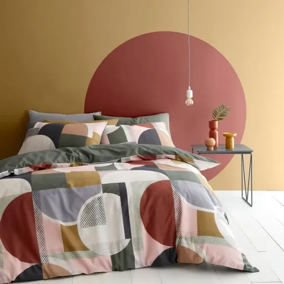 Reversible Duvet Cover Set - Green, Polycotton image