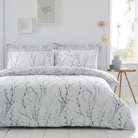 Reversible Duvet Cover Set - Light Grey, Cotton