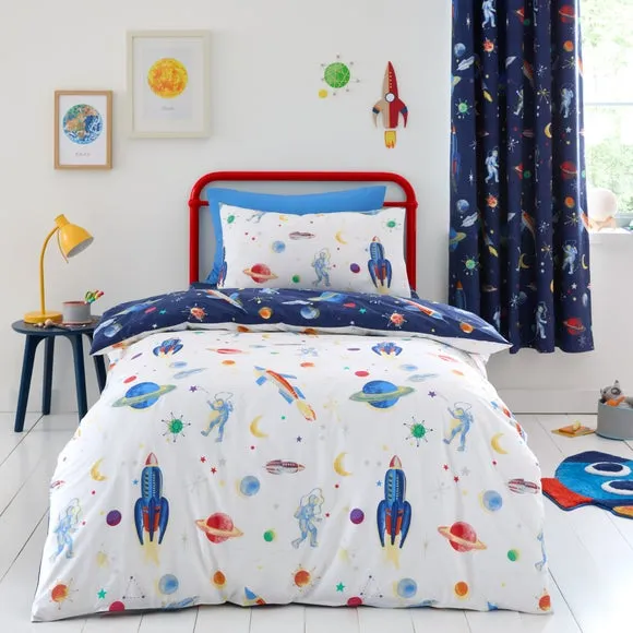 Reversible Duvet Cover Set - Navy, Cotton