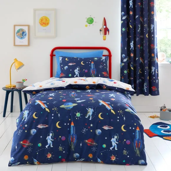 Reversible Duvet Cover Set - Navy, Cotton image