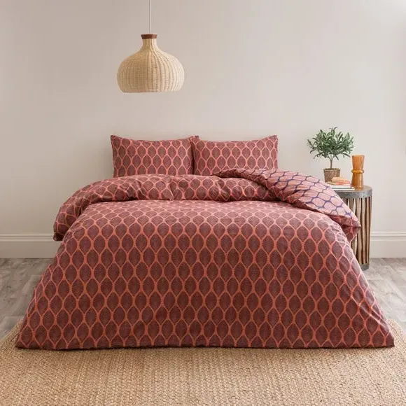 Reversible Duvet Cover Set - Navy, Cotton