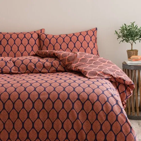 Reversible Duvet Cover Set - Navy, Cotton