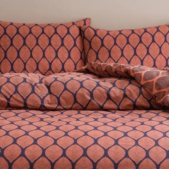 Reversible Duvet Cover Set - Navy, Cotton