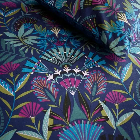 Reversible Duvet Cover Set - Navy, Cotton