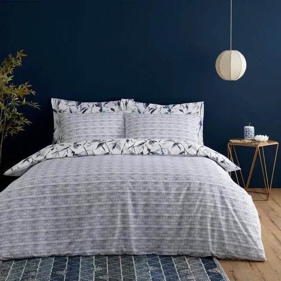 Reversible Duvet Cover Set - Navy, Polycotton