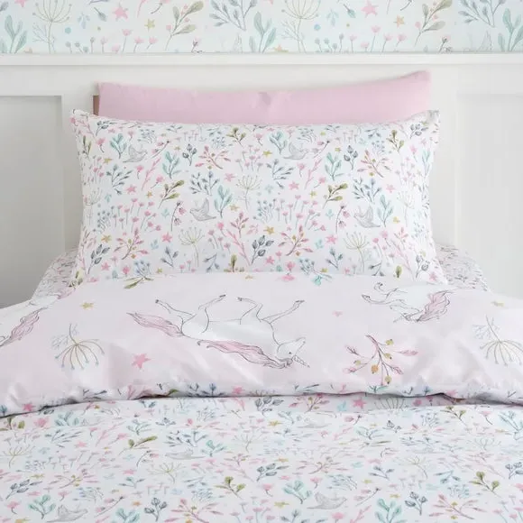 Reversible Duvet Cover Set - Pink, Polycotton