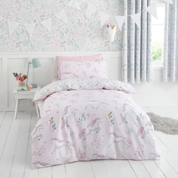 Reversible Duvet Cover Set - Pink, Polycotton image