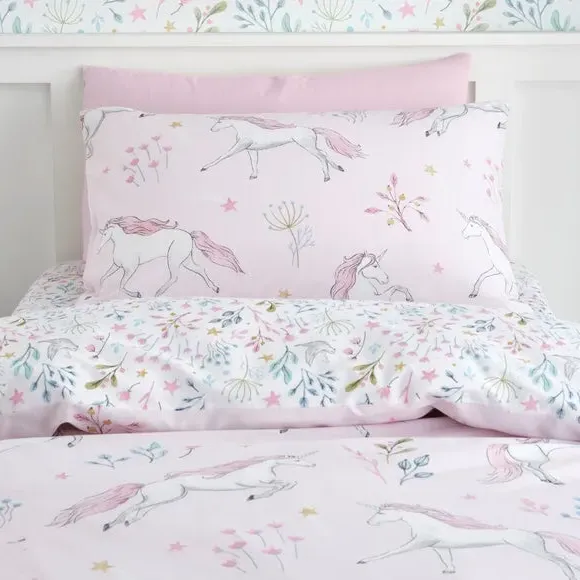 Reversible Duvet Cover Set - Pink, Polycotton