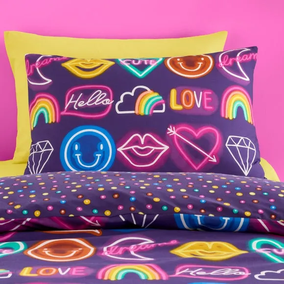 Reversible Duvet Cover Set - Purple, Polycotton