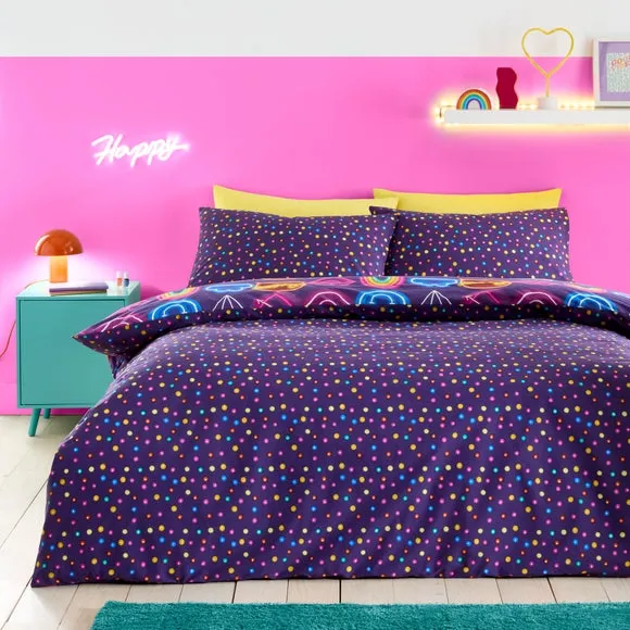 Reversible Duvet Cover Set - Purple, Polycotton