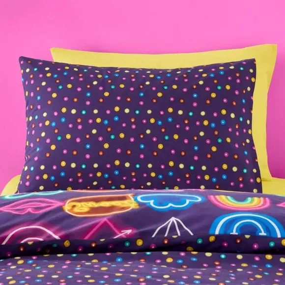 Reversible Duvet Cover Set - Purple, Polycotton