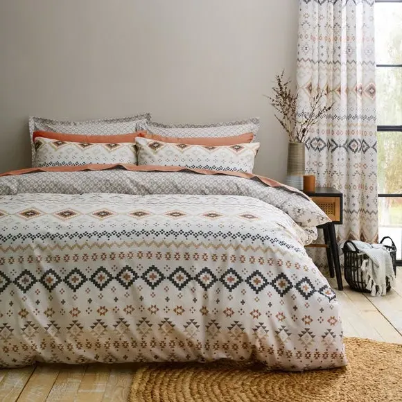 Reversible Duvet Cover Set - Terracotta, Polycotton