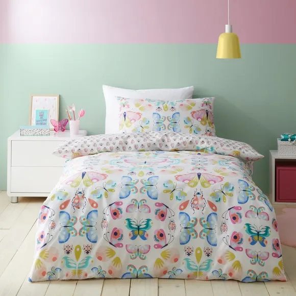 Reversible Duvet Cover Set - White, Polycotton image