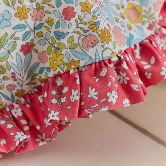 Reversible Duvet Set with Frills - Pink, Cotton