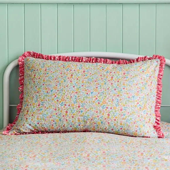 Reversible Duvet Set with Frills - Pink, Cotton