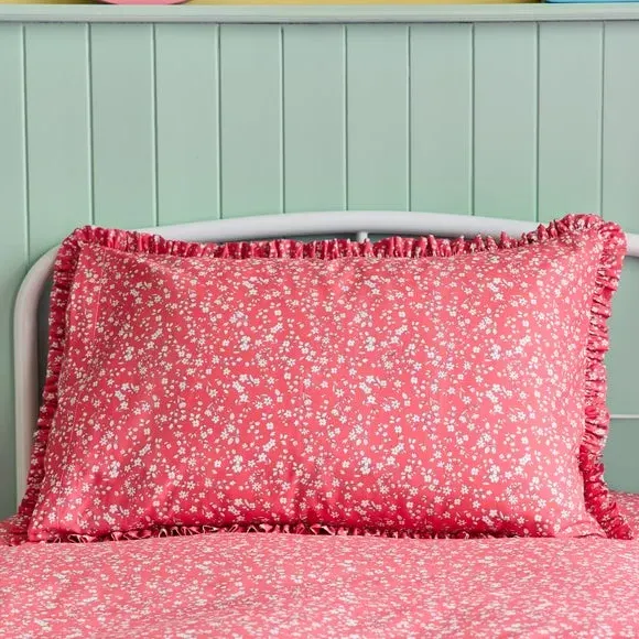 Reversible Duvet Set with Frills - Pink, Cotton