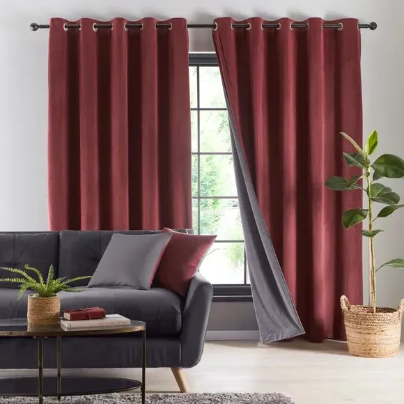 Reversible Eyelet Curtains - Wine, Velour