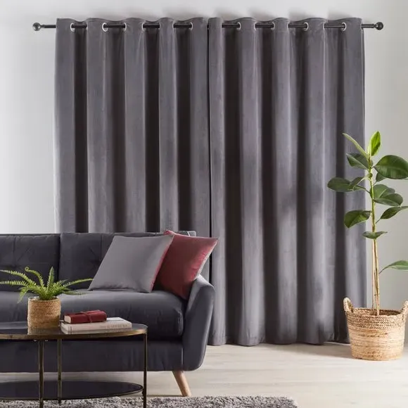Reversible Eyelet Curtains - Wine, Velour
