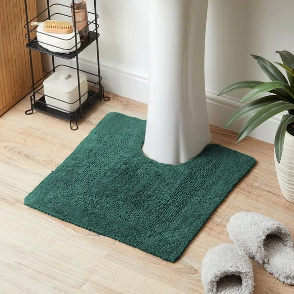 Reversible Pedestal Mat - Bottle Green, Cotton