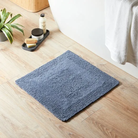 Reversible Shower Mat - Folkstone Blue, Cotton