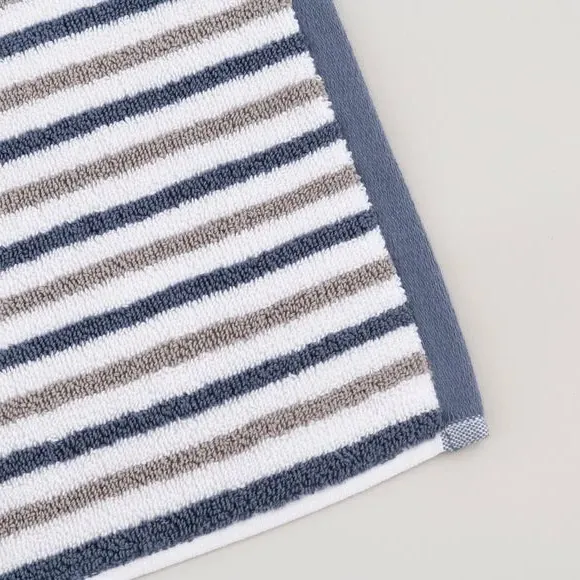 Reversible Stripe Bath Mat - Charcoal, Cotton