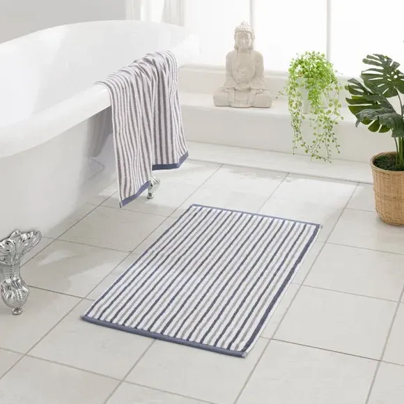 Reversible Stripe Bath Mat - Charcoal, Cotton