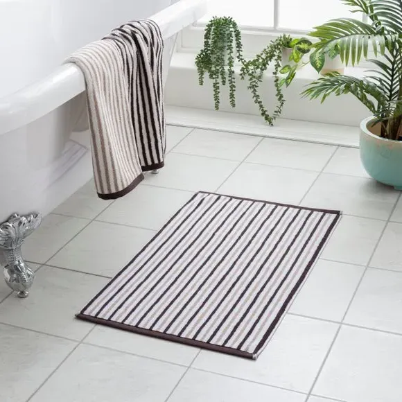 Reversible Stripe Bath Mat - Dark Raisin, Cotton