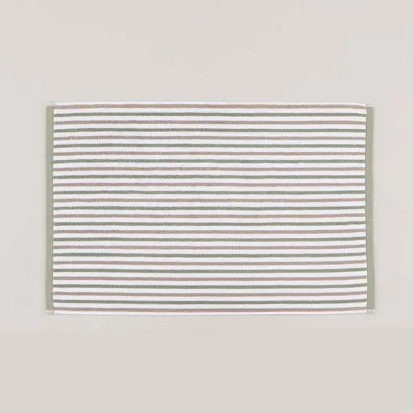 Reversible Stripe Bath Mat - Latte, Cotton