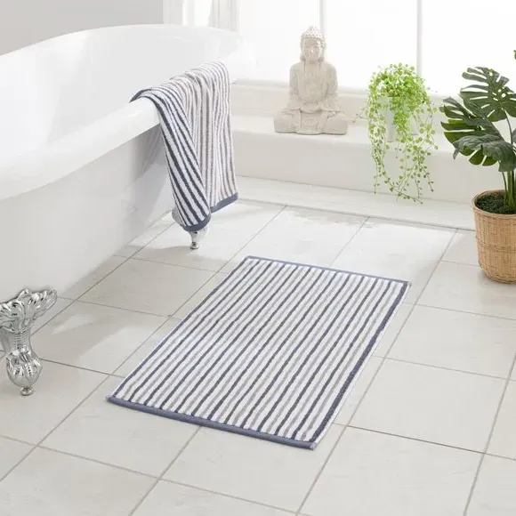 Reversible Stripe Bath Mat - Latte, Cotton