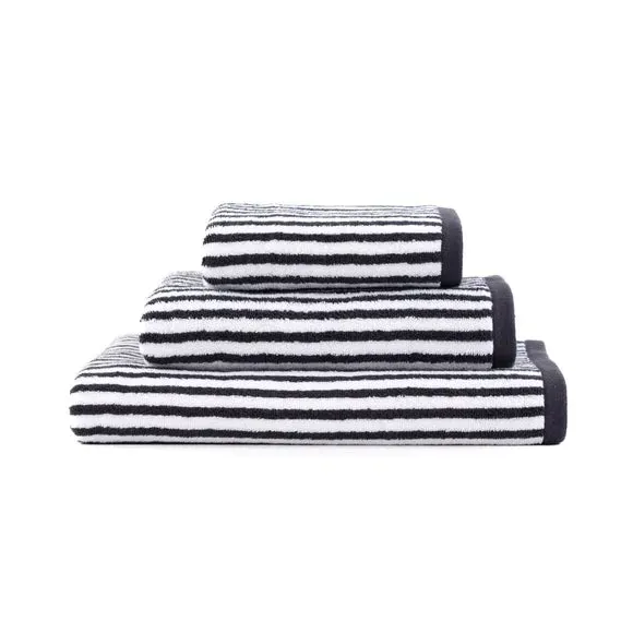 Reversible Striped Towel - Charcoal, Cotton