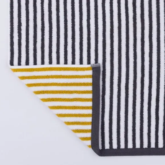 Reversible Striped Towel - Charcoal, Cotton