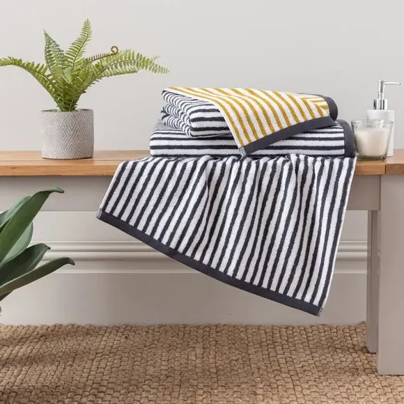 Reversible Striped Towel - Charcoal, Cotton