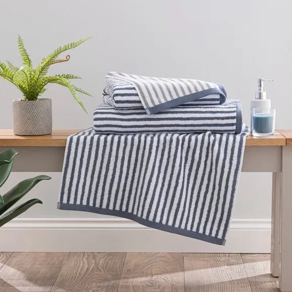 Reversible Striped Towel - Charcoal, Cotton