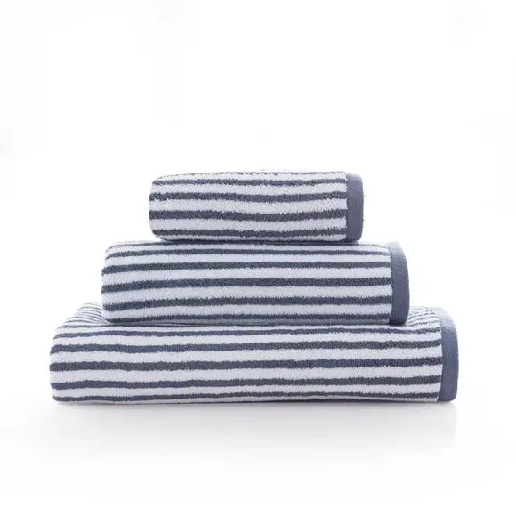 Reversible Striped Towel - Charcoal, Cotton