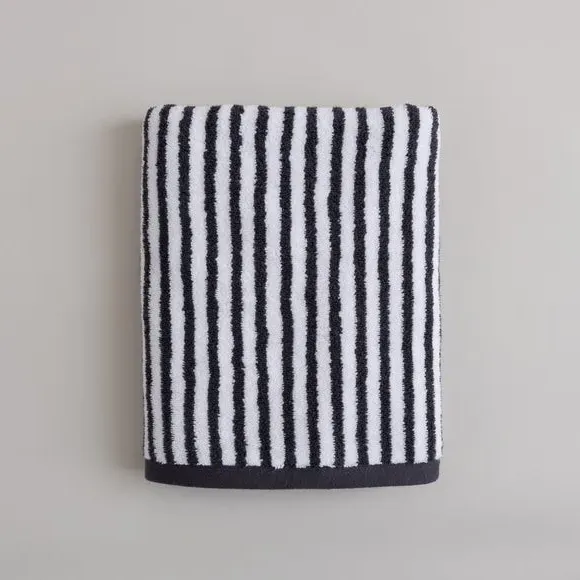 Reversible Striped Towel - Charcoal, Cotton