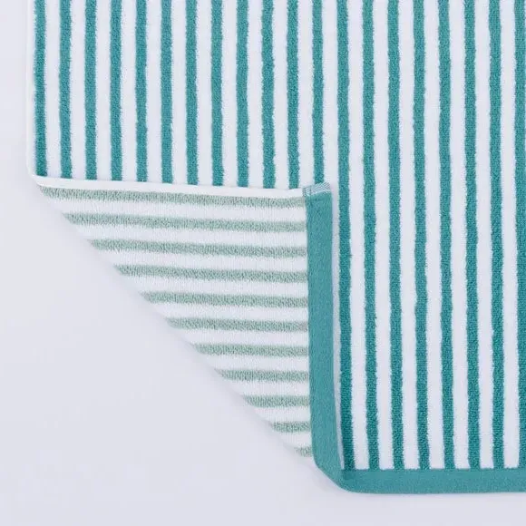 Reversible Striped Towel - Kingfisher, Cotton