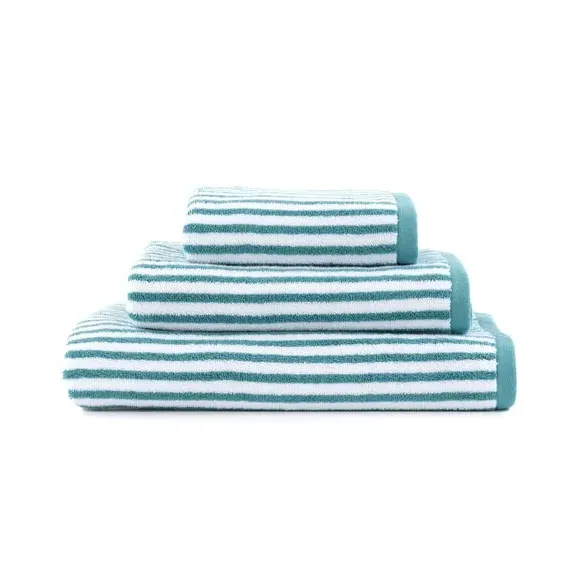 Reversible Striped Towel - Kingfisher, Cotton