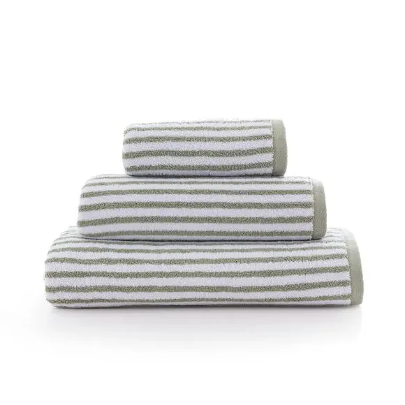 Reversible Striped Towel - Latte, Cotton