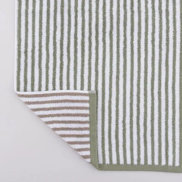 Reversible Striped Towel - Latte, Cotton
