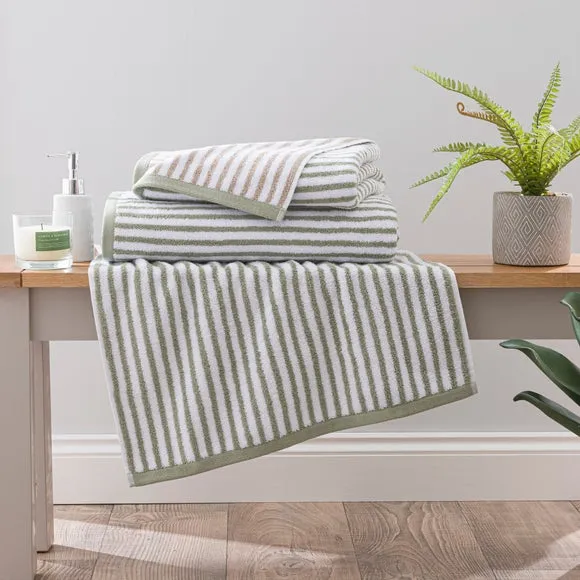 Reversible Striped Towel - Latte, Cotton