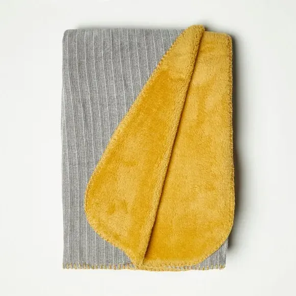 Reversible Throw Blanket - Ochre, Chenille