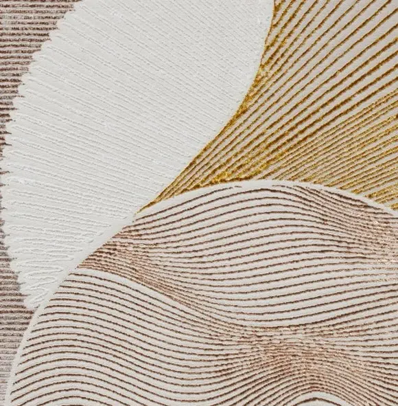 Ribbed Art Deco Rug with Metallic Effect - Gold