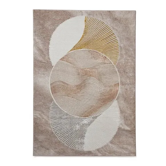 Ribbed Art Deco Rug with Metallic Effect - Gold