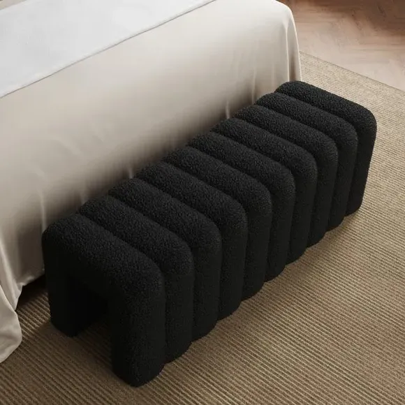 Ribbed Bench with Foam Filling - Black, Sherpa